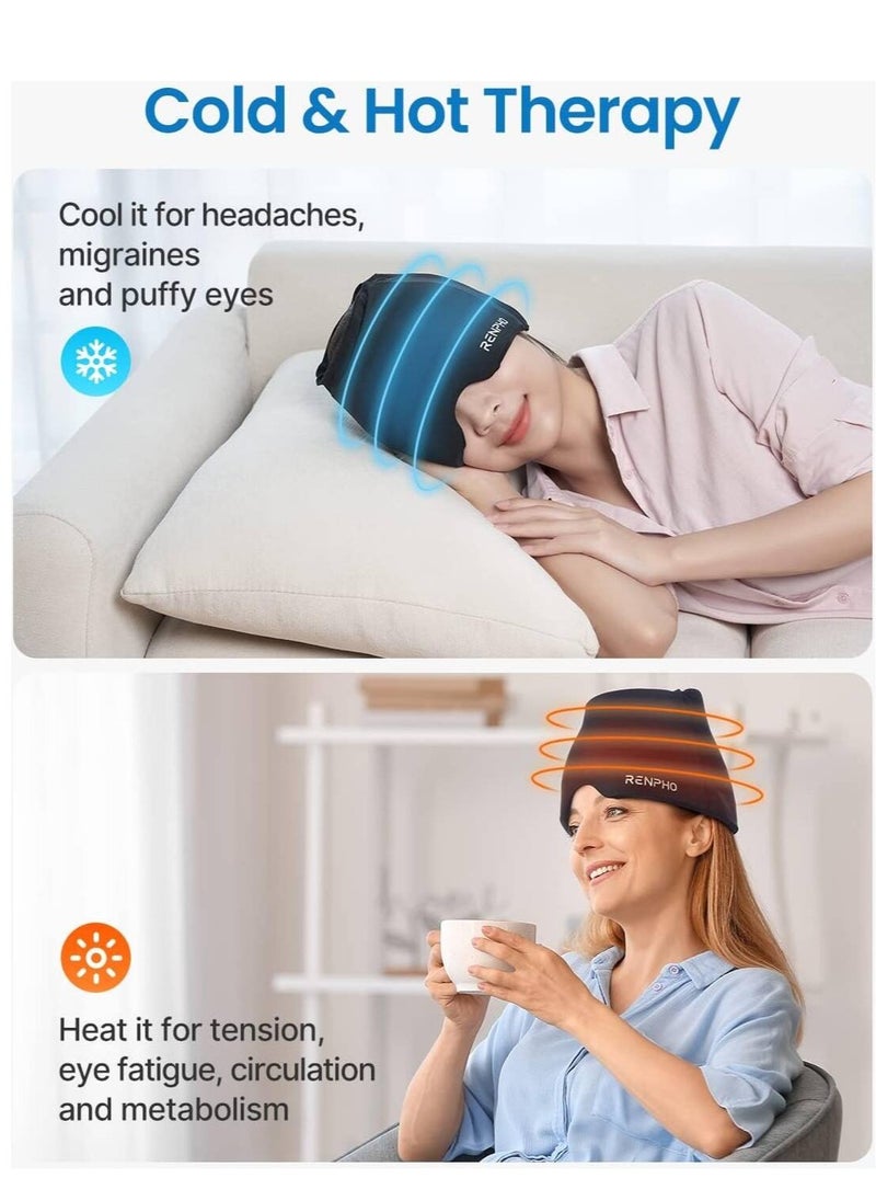 RENPHO RENPHO Ice Head Wrap, Headache Relief Hat for Migraine, Migraine Cap with Hot or Cold Therapy, Ice Pack Heating & Cooling Eye Mask with Gel  - Image 2