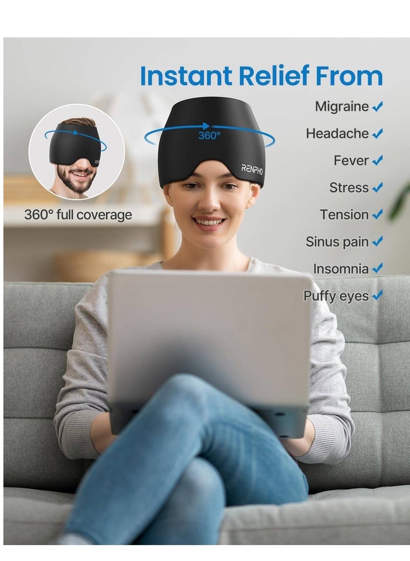 RENPHO RENPHO Ice Head Wrap, Headache Relief Hat for Migraine, Migraine Cap with Hot or Cold Therapy, Ice Pack Heating & Cooling Eye Mask with Gel  - Image 3