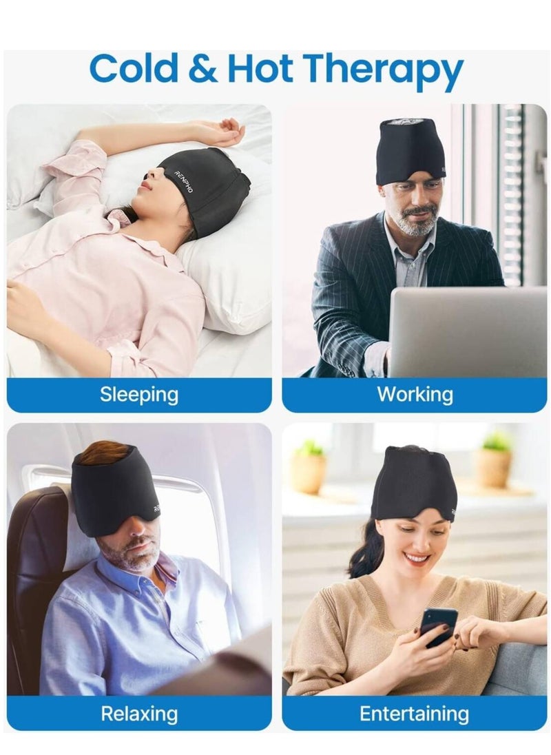 RENPHO RENPHO Ice Head Wrap, Headache Relief Hat for Migraine, Migraine Cap with Hot or Cold Therapy, Ice Pack Heating & Cooling Eye Mask with Gel  - Image 4