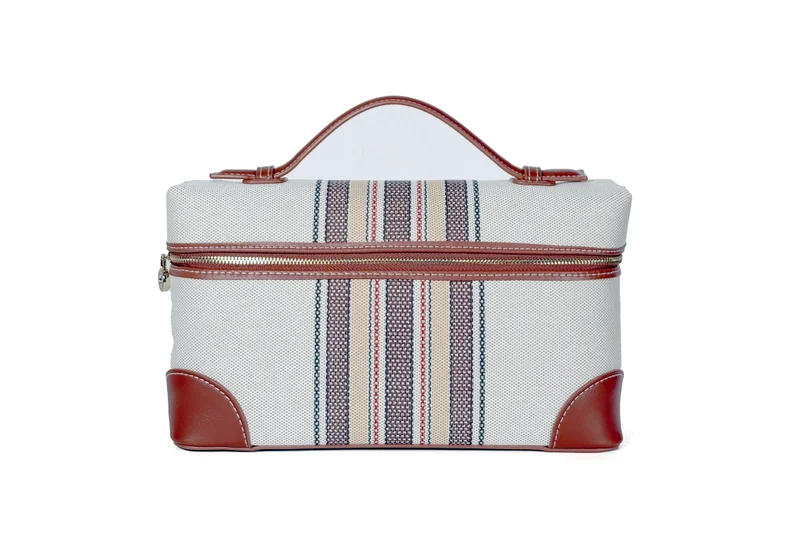 كابلي حقيبة يد مستطيلة منسوجة بنسيج مزخرف