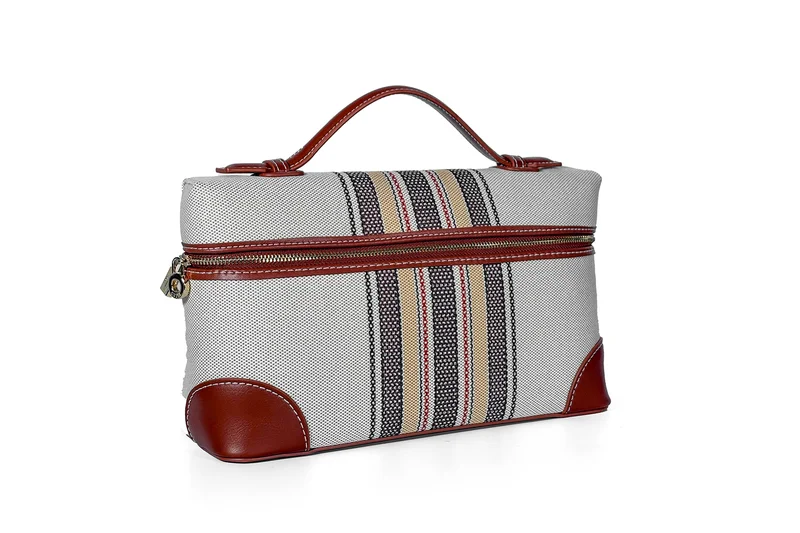 كابلي حقيبة يد مستطيلة منسوجة بنسيج مزخرف