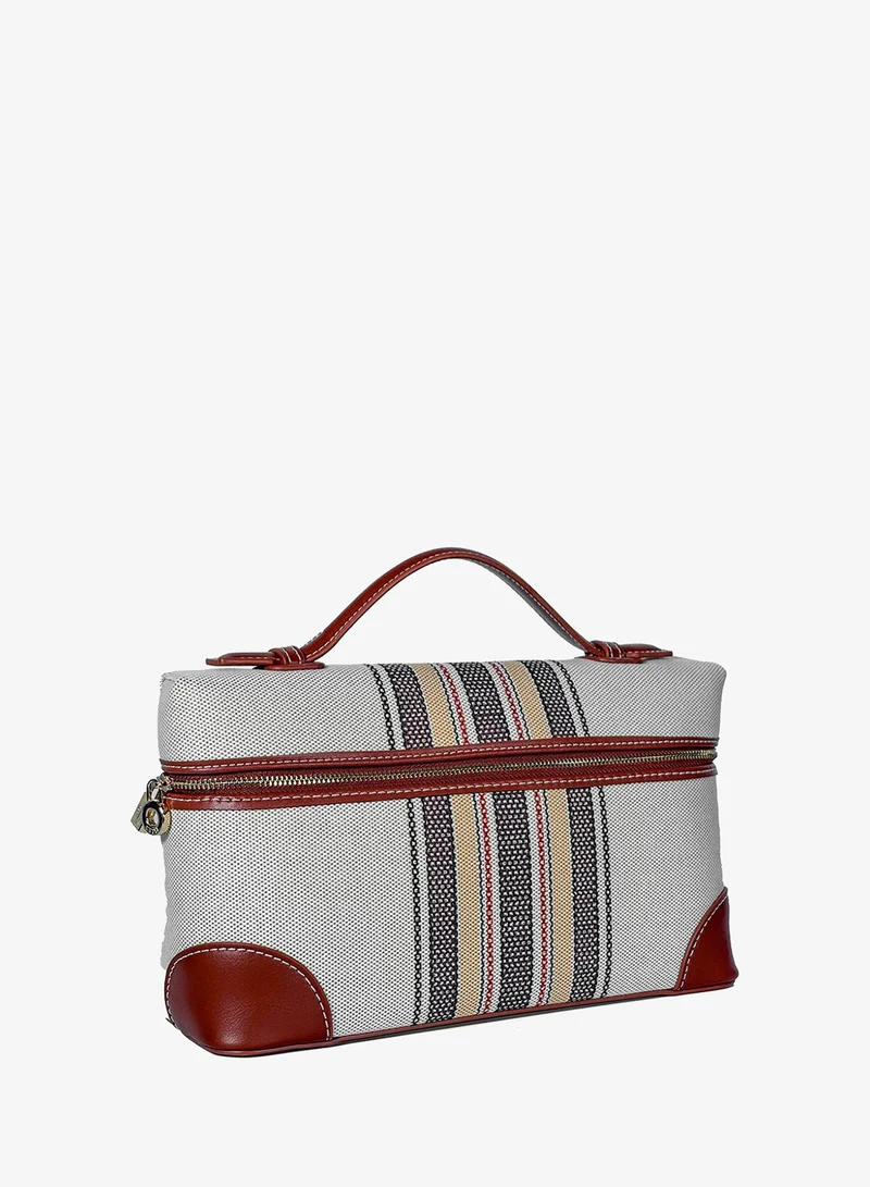 كابلي حقيبة يد مستطيلة منسوجة بنسيج مزخرف