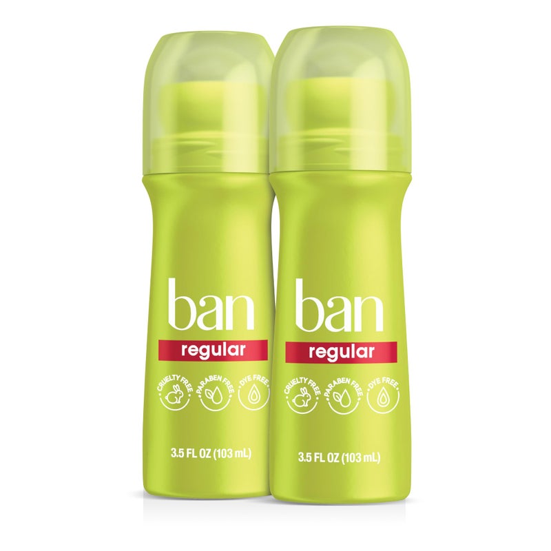 Ban Invisible Rollon Antiperspirant Deodorant for Women and Men 24Hour Underarm Odor Sweat Protection Regular 35 Oz Pack of 2 - Image 3
