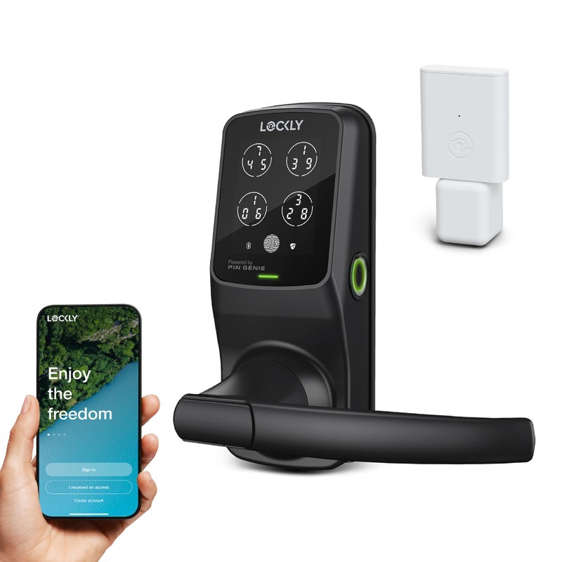 Lockly Secure Pro Smart Lock WiFi Keyless Entry Digital Keypad Door Lock 3D Biometric Fingerprint Sensor Front Door Lock with Handle Voice Control Auto Lock Latch Edition