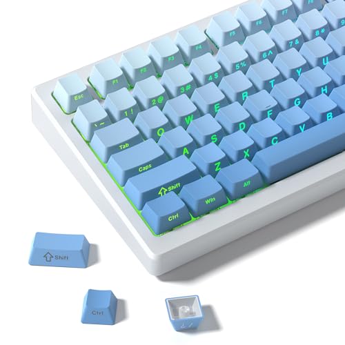dagaladoo Blue PBT keycap Set,Shine Through keycap 75 Percent,Double Shot Key caps,Cherry Profile,Gradient Keyboard Cap,Side Printed keycaps for Mechanical Gaming Keyboards(121key,only keycaps) - Image 1