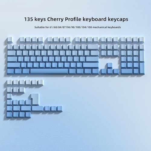 dagaladoo Blue PBT keycap Set,Shine Through keycap 75 Percent,Double Shot Key caps,Cherry Profile,Gradient Keyboard Cap,Side Printed keycaps for Mechanical Gaming Keyboards(121key,only keycaps) - Image 2