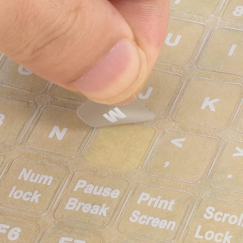 imComor English Keyboard Stickers, Universal Computer Laptop Replacement Keyboard Letters Transparent Background White Lettering Alphabet Stickers for Laptop PC Computer Notebook Desktop - Image 1