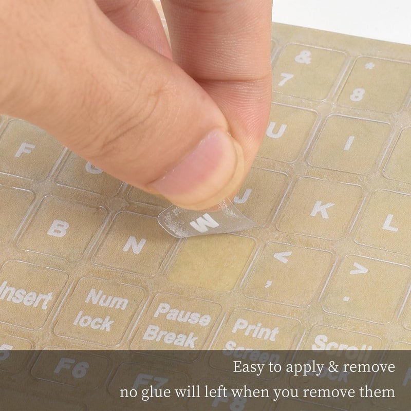 imComor English Keyboard Stickers, Universal Computer Laptop Replacement Keyboard Letters Transparent Background White Lettering Alphabet Stickers for Laptop PC Computer Notebook Desktop - Image 3
