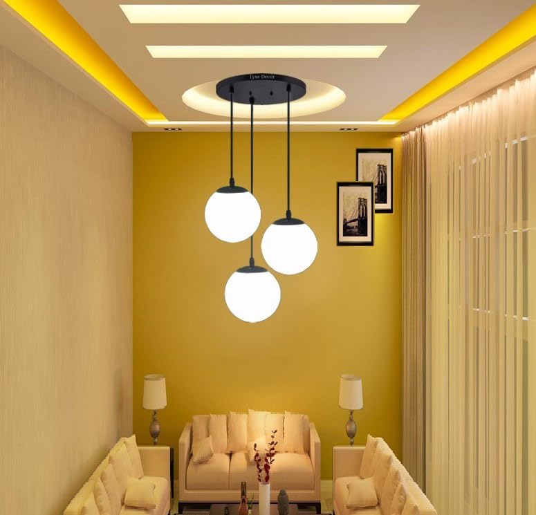 Lyse Decor Glass, Metal Hanging Lights,Hanging Lamps for Bedroom, Dining Table Lights, Living Room Lamps (HL92 3RD (Bulb)) - Image 2