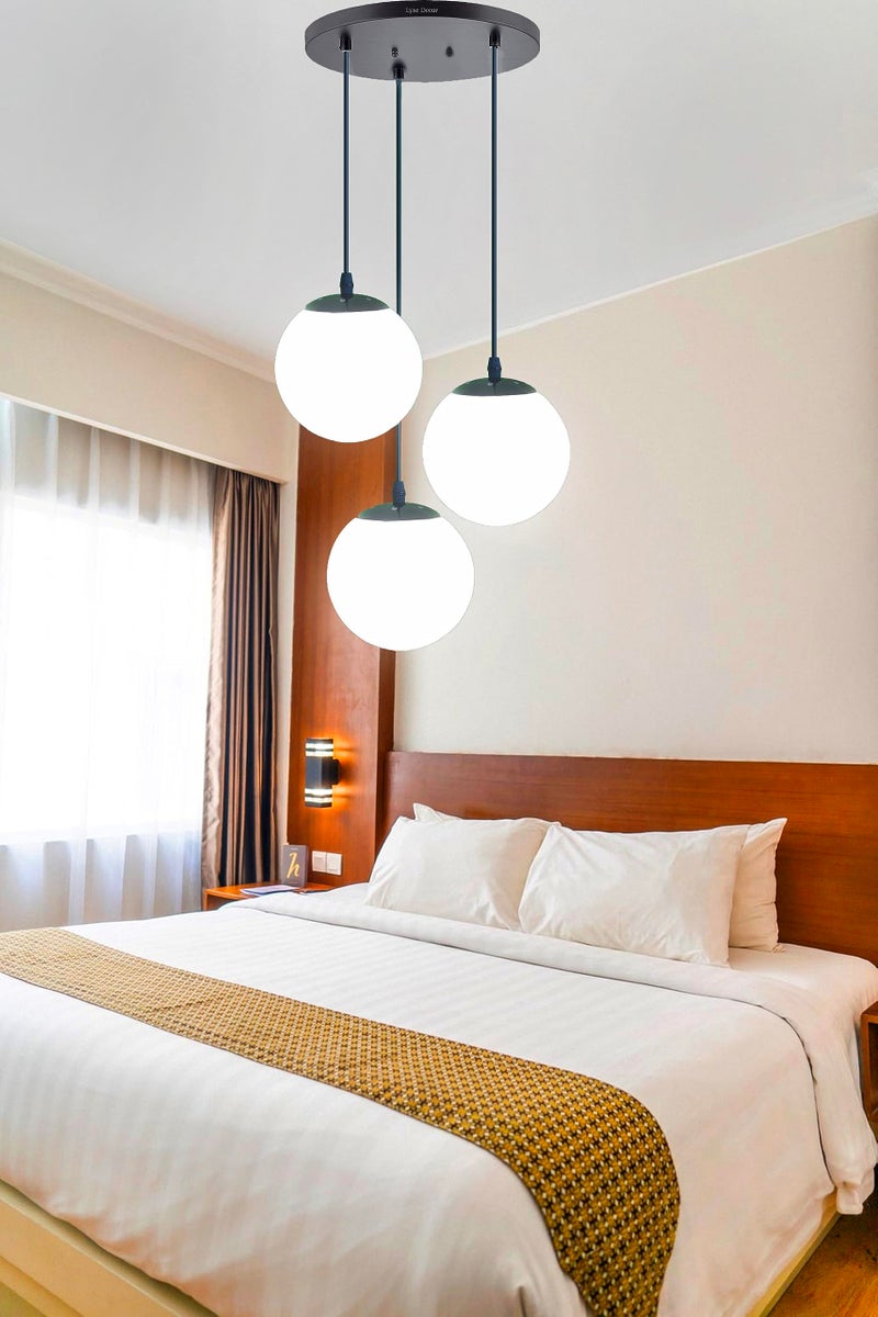 Lyse Decor Glass, Metal Hanging Lights,Hanging Lamps for Bedroom, Dining Table Lights, Living Room Lamps (HL92 3RD (Bulb)) - Image 1