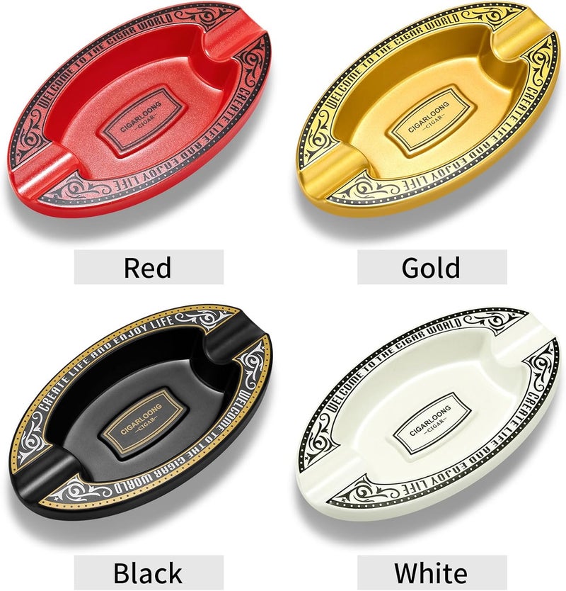 Resin Cigar Ashtray - Durable Desktop Holder for 2 Cigars (Black ) - Image 5