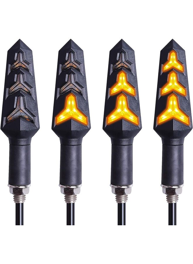 4PCS 4PCS Motorcycle Turning Indicators Flowing Turn Signal Lights 12V Motorcycle Indicator Lights 12 LEDs Bulbs for Motorbike Scooter Quad Cruiser Off Road-Y Shape - Image 1