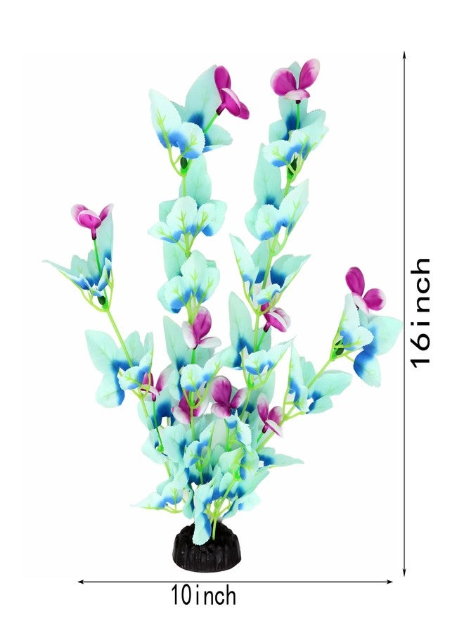 DVHEY 16 Inch Aquarium Fish Tank Plant Betta Fish Tank Decor,2 Pack Silk Aquarium Plants for Aquarium Decoration (White-Blue) - Image 2
