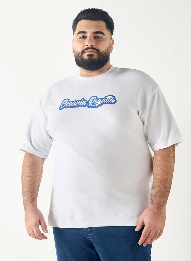 سبلاش فيڤ تيشيرت مطبوع برسومات مقاس كبير بياقة دائرية وأكمام قصيرة