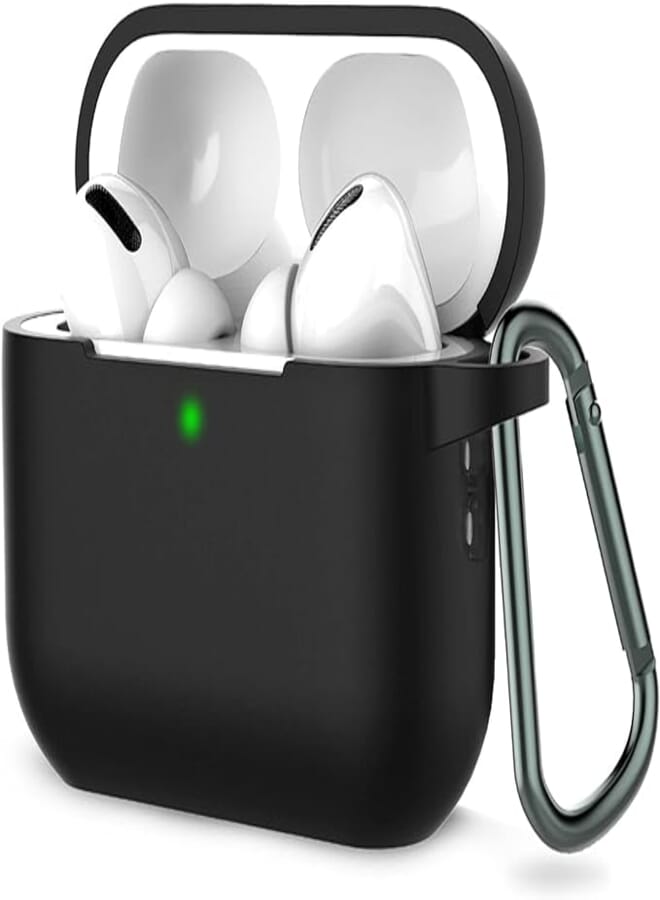 Coffea for Airpods Pro 2nd Generation Case Cover, Soft Silicone Shock-Absorbing Protective Case with Keychain for New Apple Airpods Pro 2 Case 2022 [Front LED Visible] - Black