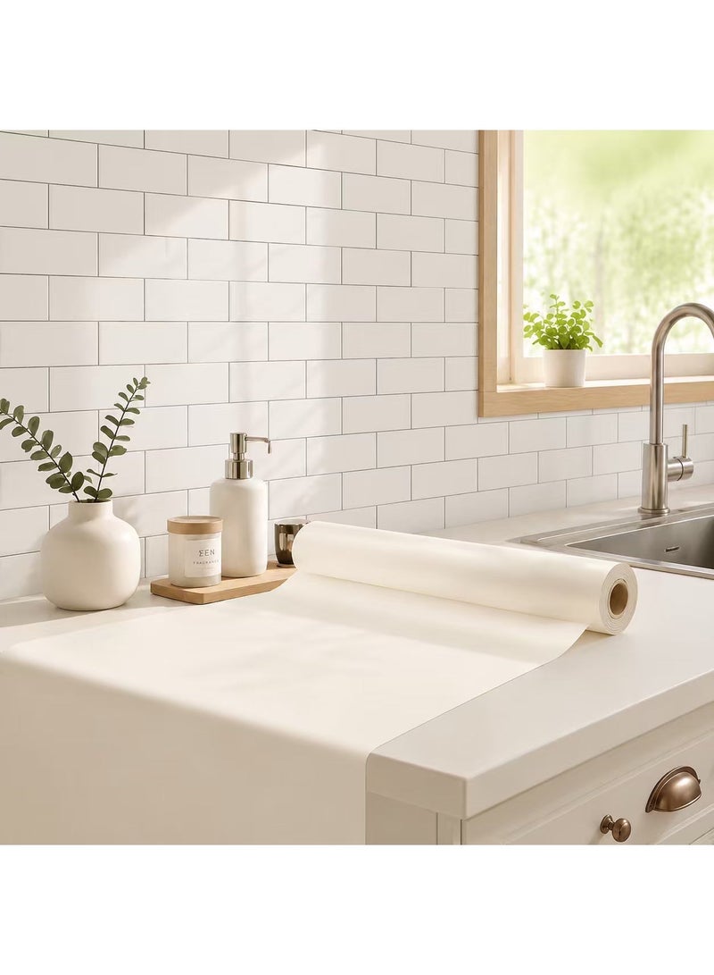 YMSM 40CM x 500CM Beige Matte Self-Adhesive Wallpaper, Waterproof & Oil-Proof Removable Adhesive Wall Stickers for Kitchen, Bedroom, Living Room, Countertops, Furniture, Home Decor & Rental House Decor - Image 4