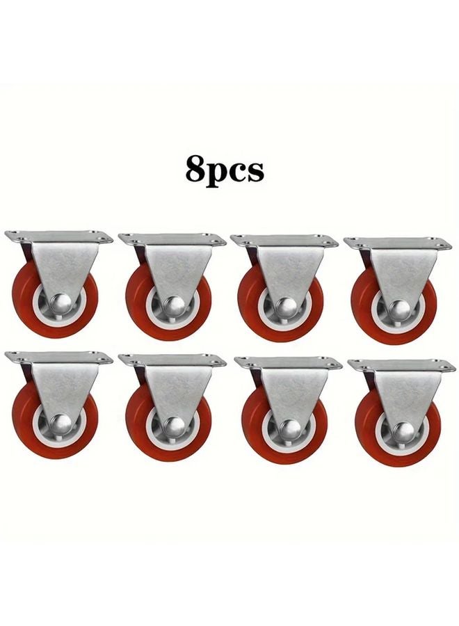 8 قطع عجلات دوارة من البولي فينيل كلوريد مقاس 1.5 بوصة مع حوامل تركيب باللونين الأحمر والأبيض - Image 1