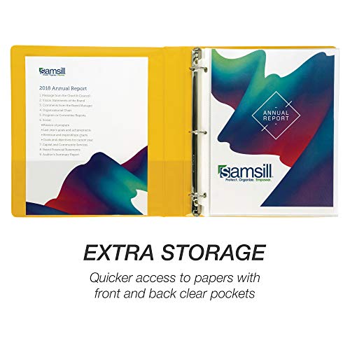 Samsill Economy 3 Ring Presentation View Binder, 1 Inch Round Ring, Yellow – Holds 200Sheets, Customizable Clear View Cover(18531) - Image 5