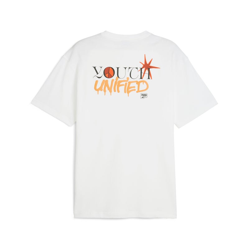 PUMA DOWNTOWN Mens White Relaxed Graphic T-shirt - Image 5