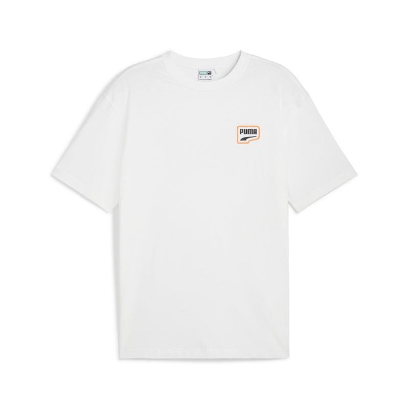 PUMA DOWNTOWN Mens White Relaxed Graphic T-shirt - Image 4