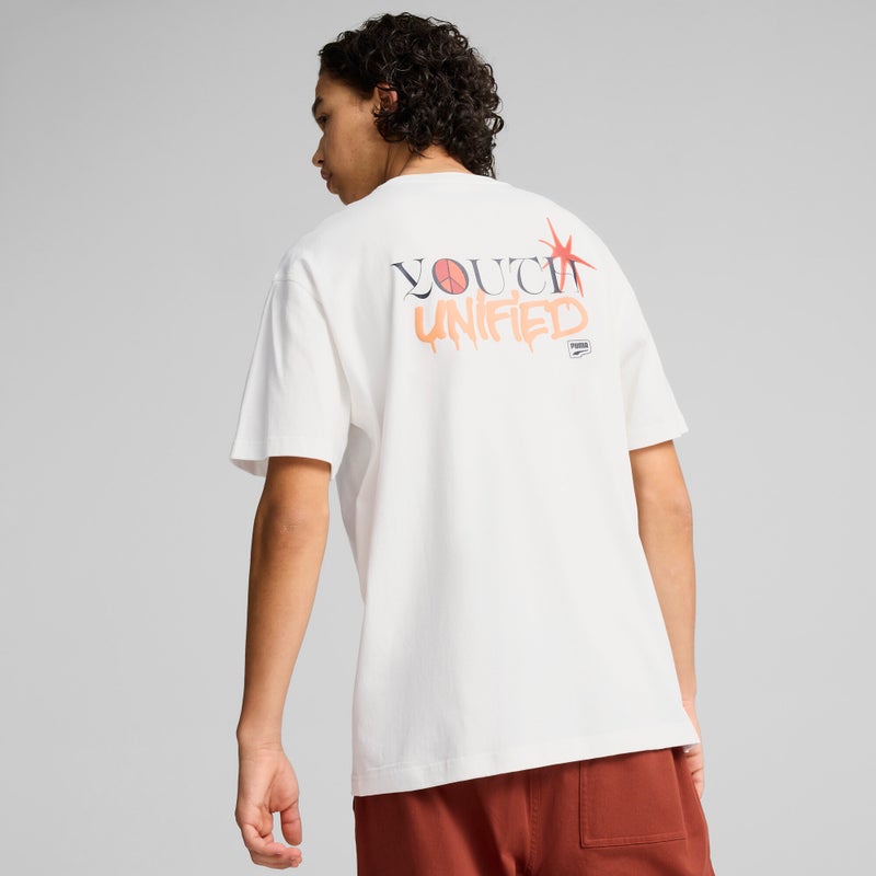 PUMA DOWNTOWN Mens White Relaxed Graphic T-shirt - Image 2