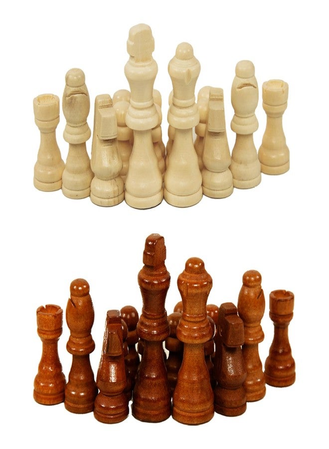 GISCO Wooden Chess Pieces Set - 32 Handcrafted Chess Pieces with Carry Bag | Classic Chess Game for Kids and Adults | Wooden Chess Set for Home, Travel, and Friendly Competitions (6.5cm King Figures) - Image 1