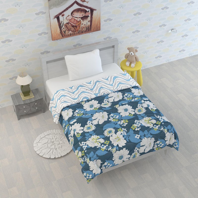 Divine Casa Divine Casa 120 GSM Microfiber Reversible Kids Single Bed Comforter | Ultra-Soft Toddler Blanket | Lightweight & Cozy | All-Season Bedding for Babies & Kids | 135 x 100 cm, Celestial Blue  - Image 3
