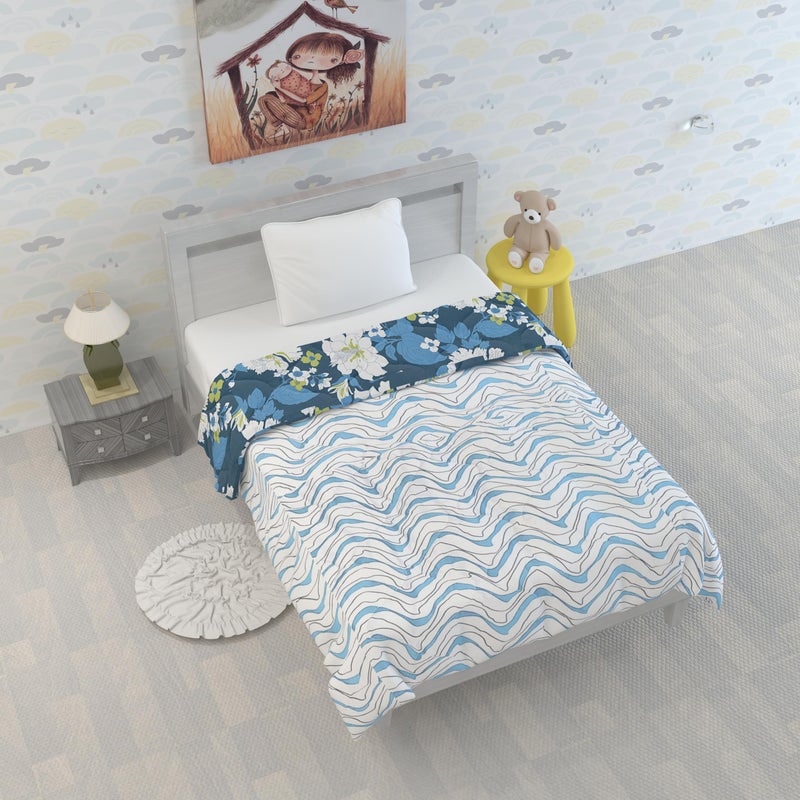 Divine Casa Divine Casa 120 GSM Microfiber Reversible Kids Single Bed Comforter | Ultra-Soft Toddler Blanket | Lightweight & Cozy | All-Season Bedding for Babies & Kids | 135 x 100 cm, Celestial Blue  - Image 4