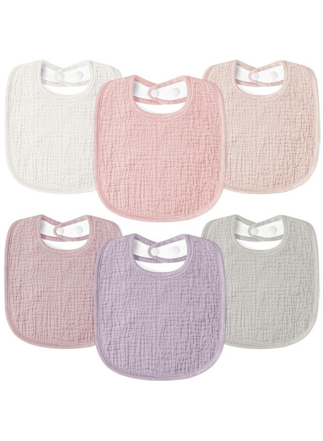 Susurration Muslin Baby Bibs 6 Pack Bandana Drool Bibs,Soft Square Adjustable Baby Drooling Bibs for Unisex Girls & Boys(Pink) - Image 1