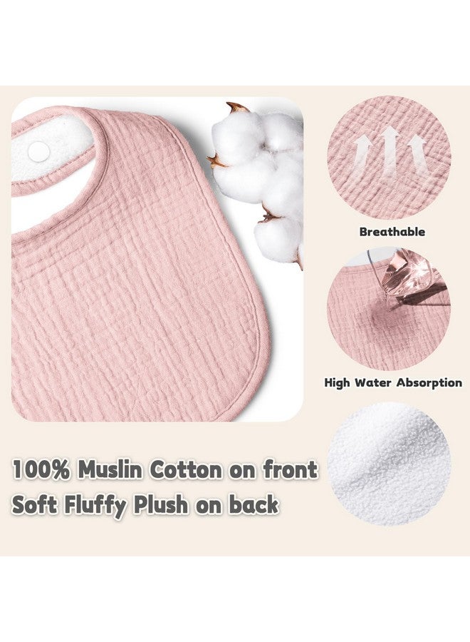 Susurration Muslin Baby Bibs 6 Pack Bandana Drool Bibs,Soft Square Adjustable Baby Drooling Bibs for Unisex Girls & Boys(Pink) - Image 4