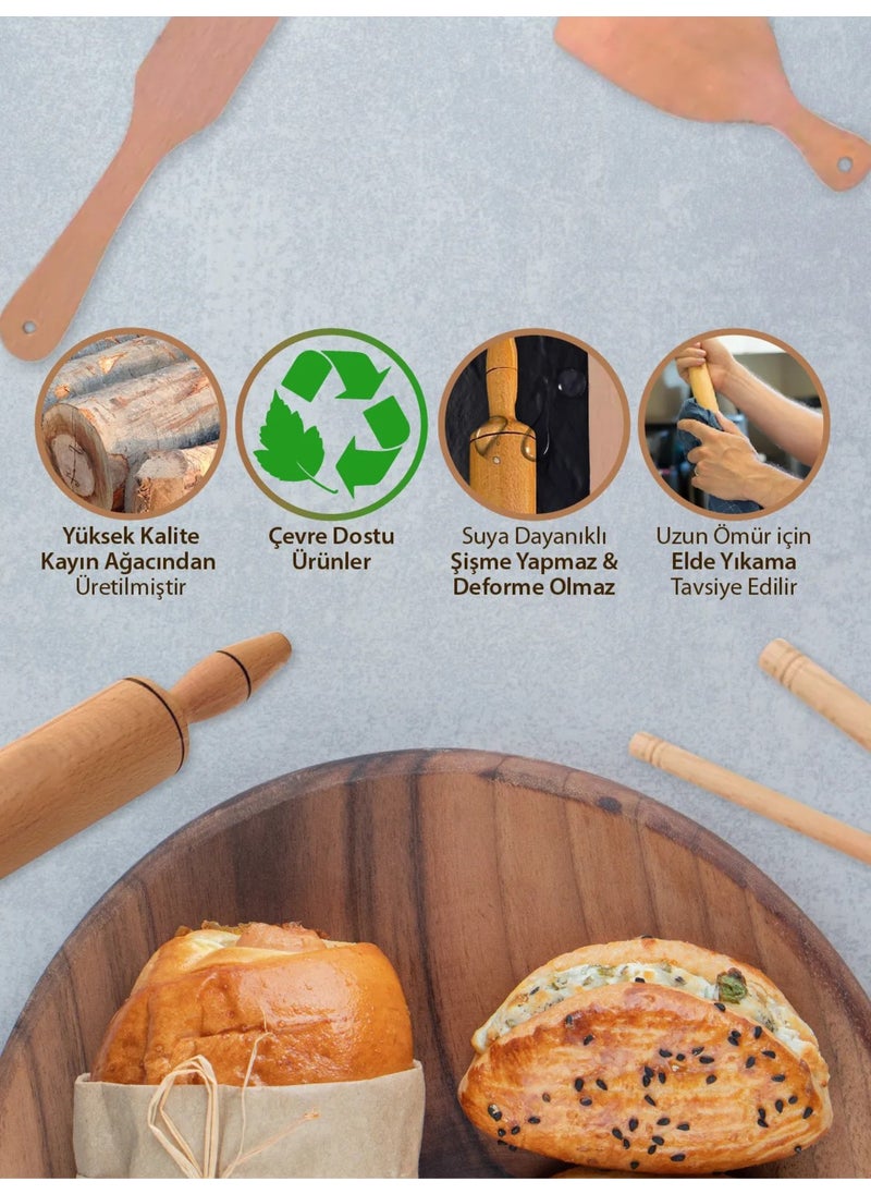 Ülgenev - 4 Piece Dough Shaper Rolling Pin, Roller and Normal Rolling Pin Set - Image 1