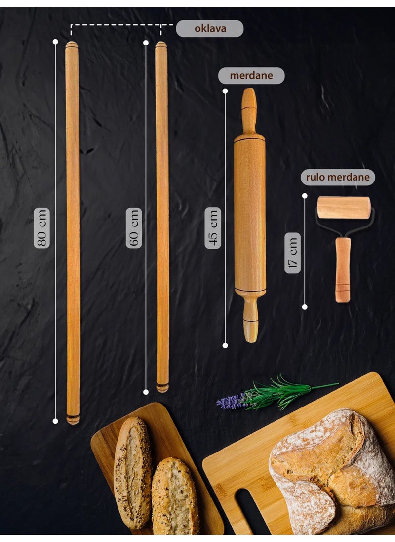 Ülgenev - 4 Piece Dough Shaper Rolling Pin, Roller and Normal Rolling Pin Set - Image 1