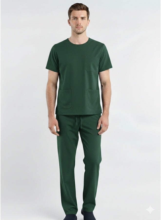 قماش ليكرا مريح للتنظيف مزود بالعديد من الجيوب، مصمم بدقة ليحافظ على لونه دون أن يبهت مع الغسيل المتكرر.، لون زيتوني، مقاس كبير (L) - Image 1