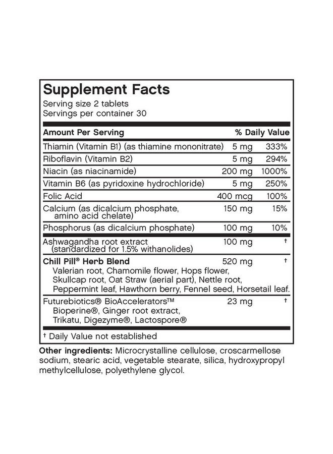 Futurebiotics Chill Pill (Calmness Formula) 60 Vegetarian Tablets - Image 3