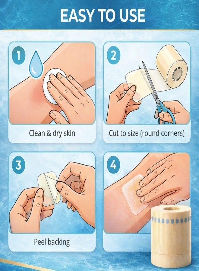 SQUISHCO Hydrocolloid Roll, Hydrocolloid Tape Roll for Blister Protection and Acne Treatment, Waterproof Hydrocolloid Dressing, Self-Adhesive Hydrocolloid Bandage (B (white)) - Image 5