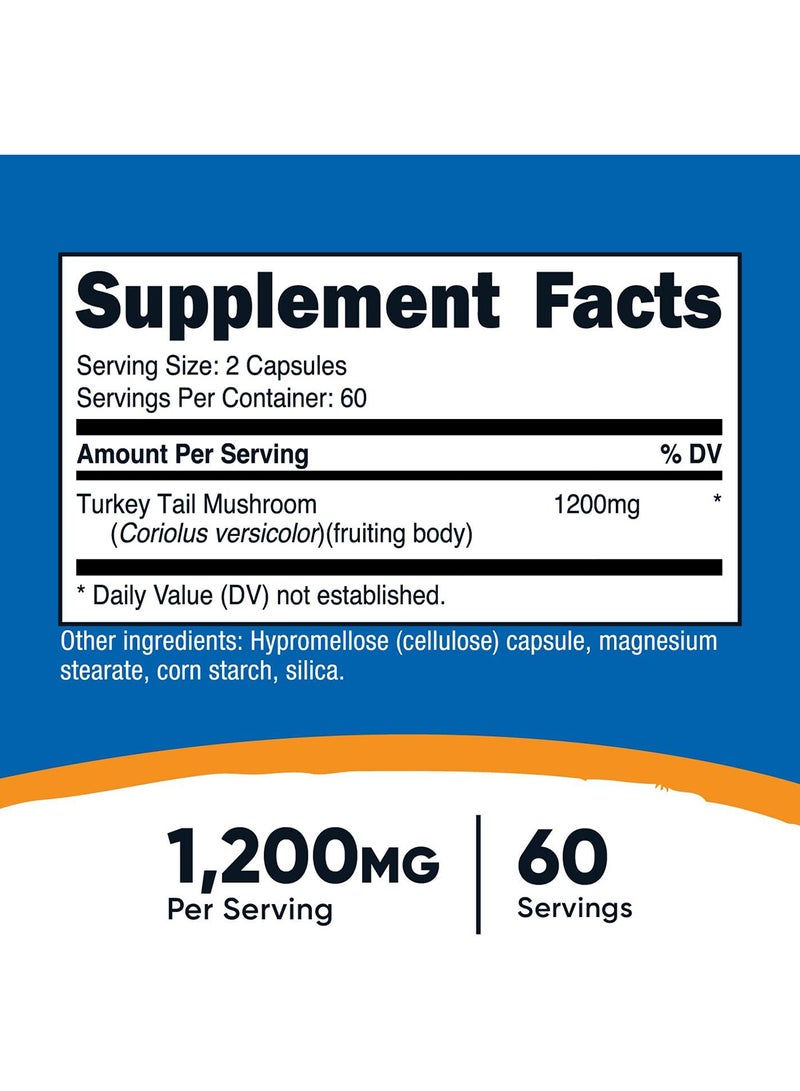 Nutricost كبسولات فطر ذيل الديك الرومي 1200 ملغ 60 حصة 120 كبسولة - Image 2