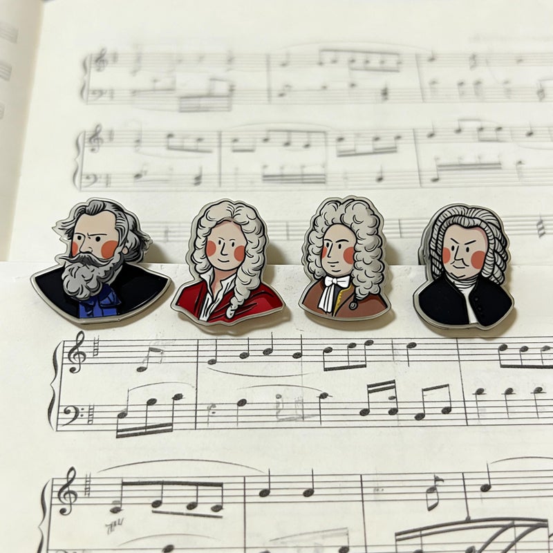 Pack Of 4 Acrylic Mini Sheet Music Clips For Musicians Transparent Page Holders Creative Character Stationery - Image 2
