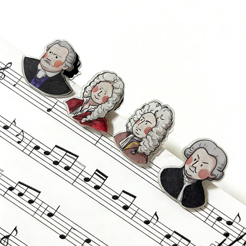 Pack Of 4 Acrylic Mini Sheet Music Clips For Musicians Transparent Page Holders Creative Character Stationery - Image 4