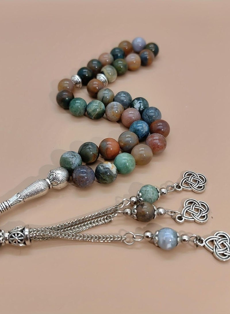 عام 33 مسبحة من العقيق الطبيعي/10 مم/مسبحة يدوية/للصلوات اليومية والتجمعات. - Image 3