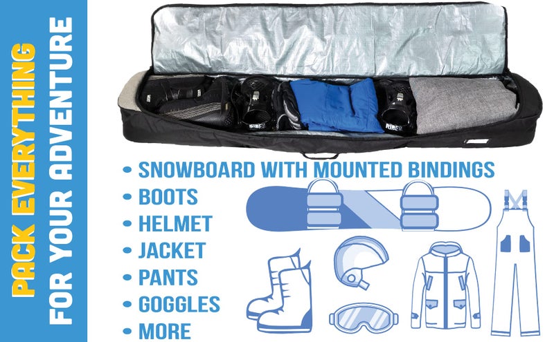 Athletico Peak Snowboard Bag - Padded Snowboard Travel Bag for Air Travel Carries Snow Board Gear Including Snowboarding Boots, Goggles, Etc for Flying (Black/Gray, 157cm) - Image 3