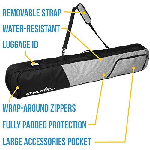 Athletico Peak Snowboard Bag - Padded Snowboard Travel Bag for Air Travel Carries Snow Board Gear Including Snowboarding Boots, Goggles, Etc for Flying (Black/Gray, 157cm) - Image 2