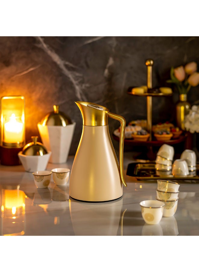 Dallaty Vacuum Flask Matte Gold &Beige 1.0L - Image 1