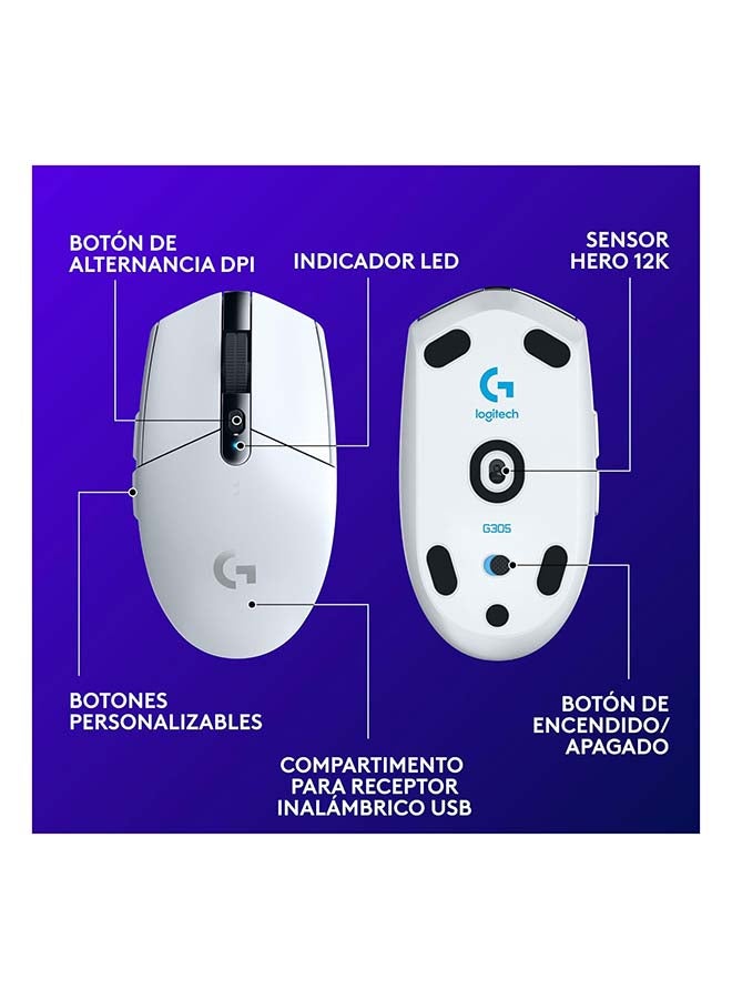 Logitech G305 Lightspeed Wireless Gaming Mouse, Hero Sensor, 12000 DPI, Lightweight, 6 Programmable Buttons, 250h Battery Life, On-Board Memory, PC / Mac - Image 2