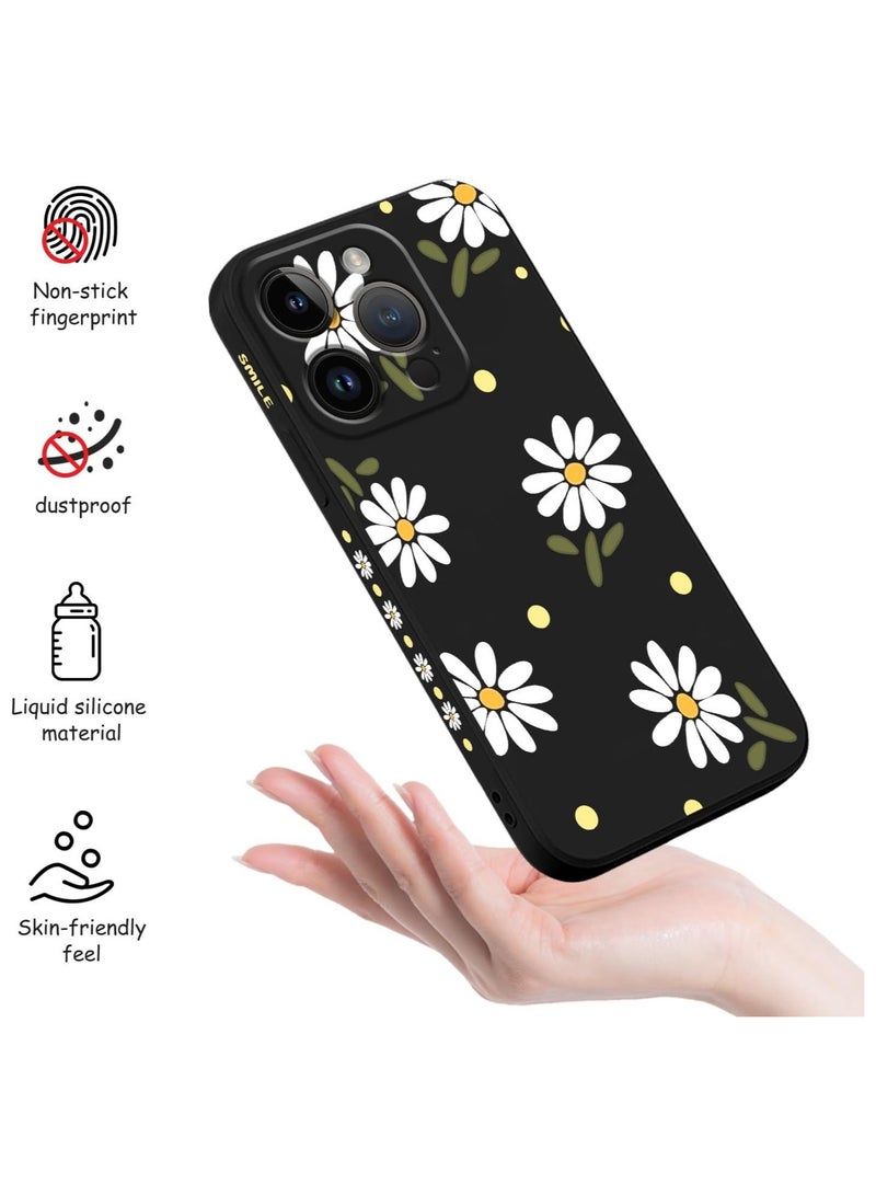 حافظة iPhone 14 Pro Max، بنمط رائد الفضاء وزهرة فراشة بطانة مايكروفايبر ناعمة ضد الخدش داخلية لغطاء الهاتف، مضادة للبصمات ورقيقة من السيليكون الناعم لـ iPhone 14 Pro Max - ديزي أسود - Image 4