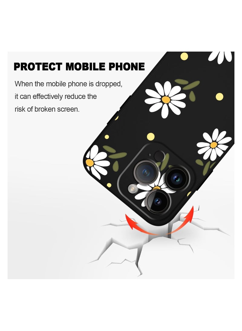 حافظة iPhone 14 Pro Max، بنمط رائد الفضاء وزهرة فراشة بطانة مايكروفايبر ناعمة ضد الخدش داخلية لغطاء الهاتف، مضادة للبصمات ورقيقة من السيليكون الناعم لـ iPhone 14 Pro Max - ديزي أسود - Image 5