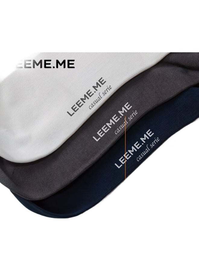 LEEME.ME Li Mi [Deodorizing And Antibacterial] Men'S Socks, Spring Anti-Odor Mid-Calf Socks, Sweat-Absorbing Breathable Long Socks, 4 White - Image 3