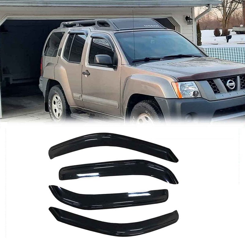 Deebior 94539 4Pcs OutChannel Tape On Side Wind Vent DeflectorDark Smoke Window VisorsNice Sun Rain Guards fit for 20052015 Nissan Xterra