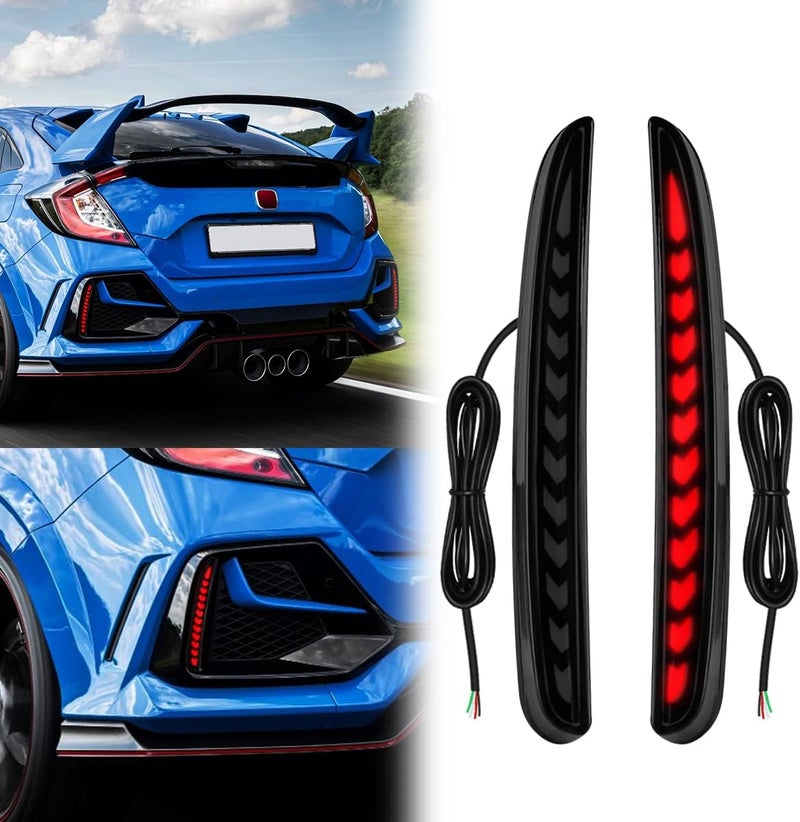 VGETTING Smoked Lens LED Reflector Lights for Honda Civic Hatchback, Type-R, SI 2017-2021 - Image 1