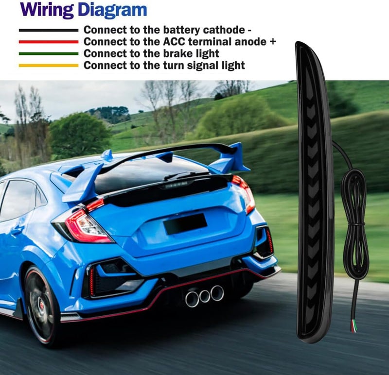 VGETTING Smoked Lens LED Reflector Lights for Honda Civic Hatchback, Type-R, SI 2017-2021 - Image 3