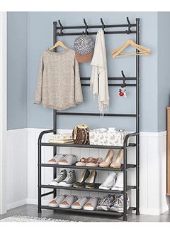 AGD 4 Layers Stainless Steel Shoe Rack And Clothes Rack For Home Black  - Image 1